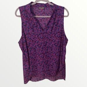 Vince Camuto Sleeveless Sheer Flowered flowy blouse Sz XL